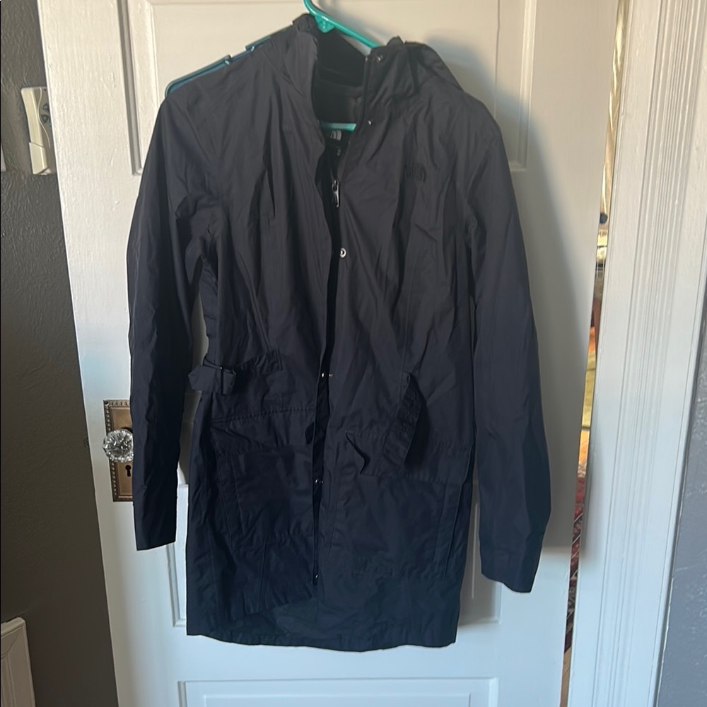 Women’s Black Hooded Trench Raincoat